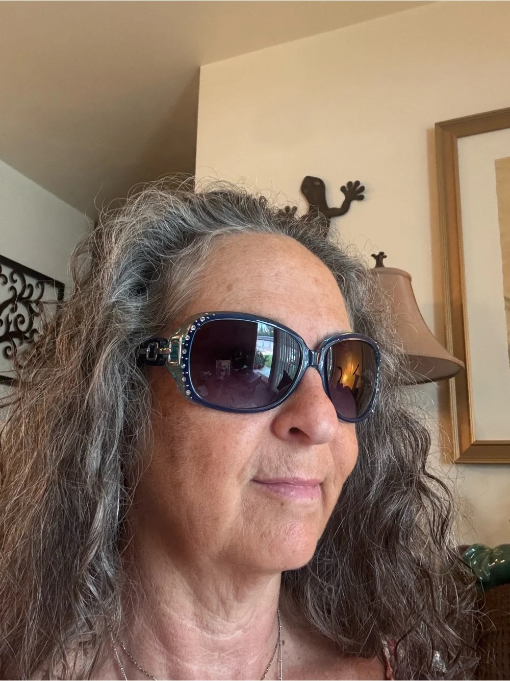 South Pole Oversized Sunglasses w Rhinestone Trim & Chainlink Temples